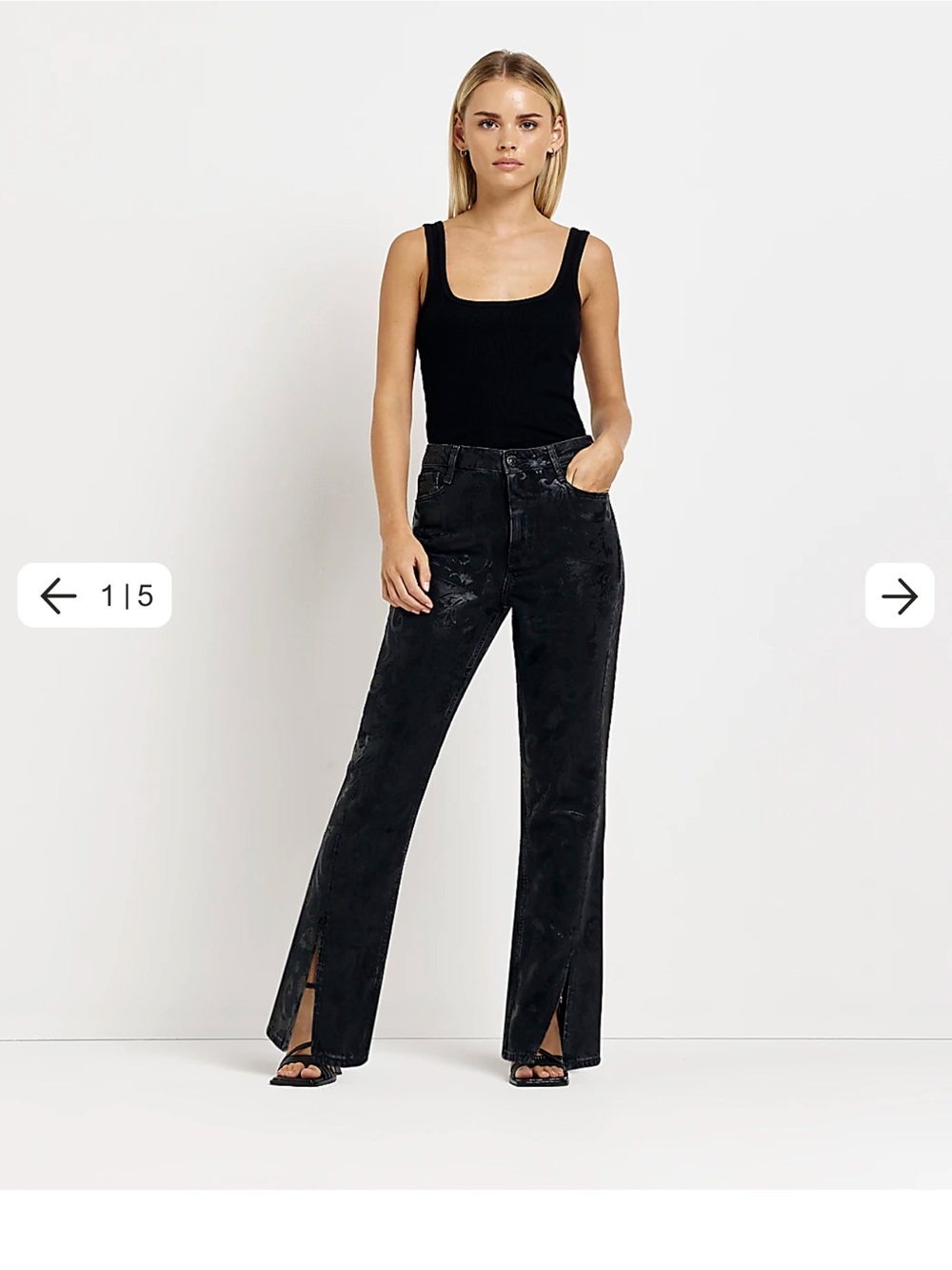Petite Black Coated High Waisted Flared Jeans